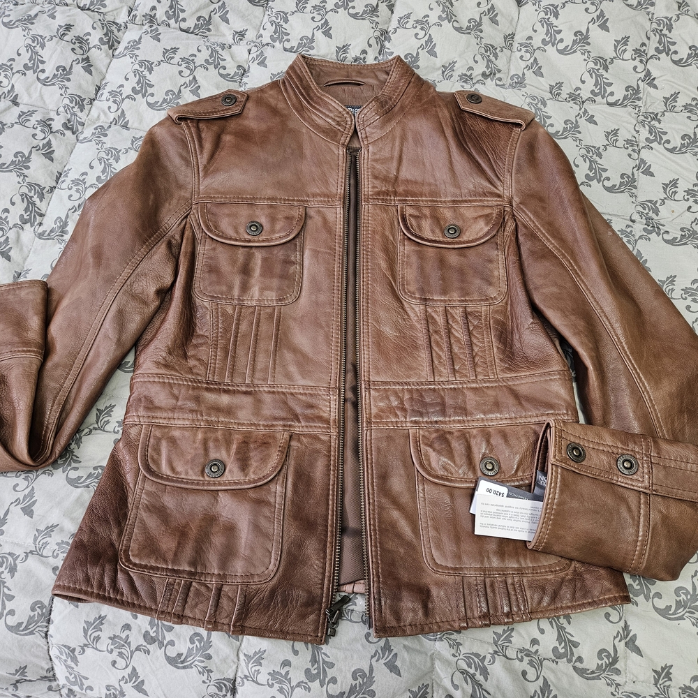 Kenneth Cole Reaction Brown Leather Jacket